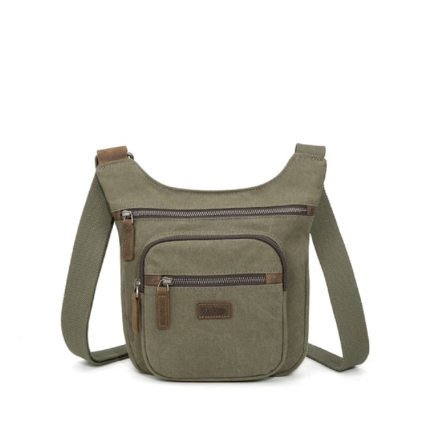 Small canvas shoulder bag extra pocket
