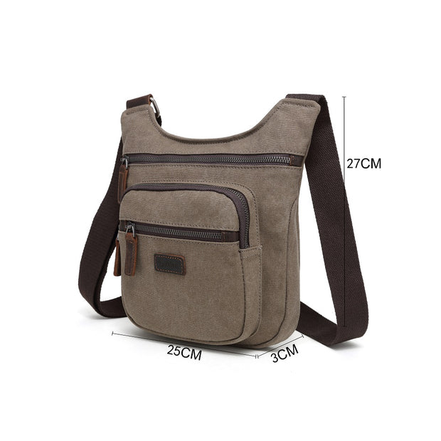 Small canvas shoulder bag extra pocket