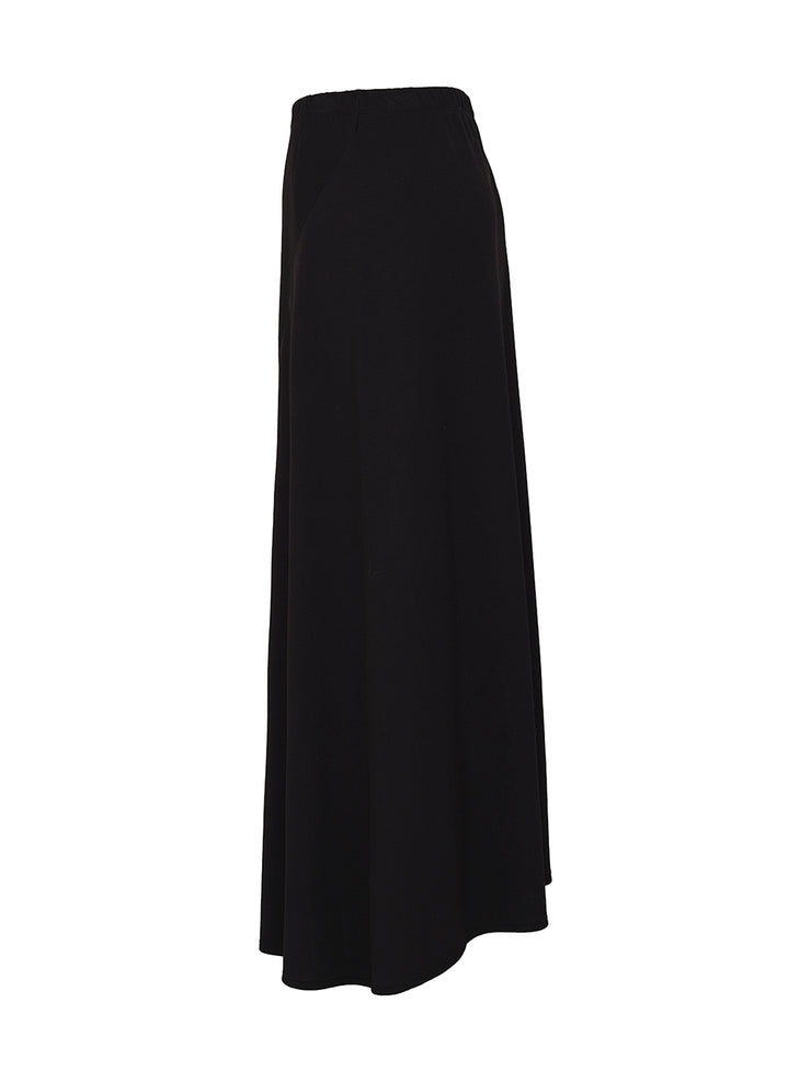 Sassy black long skirt with asymmetrical hem