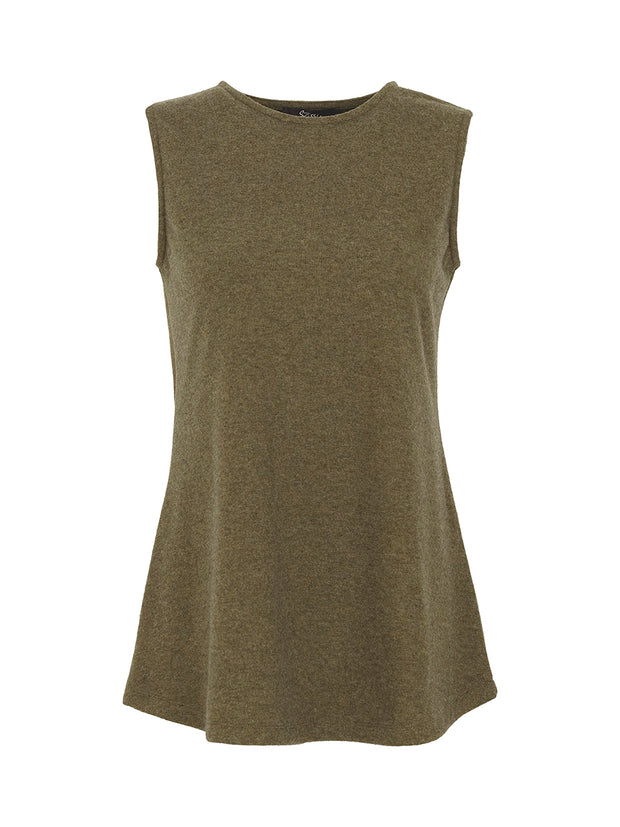Sassy sleeveless boat neck flared hem tank