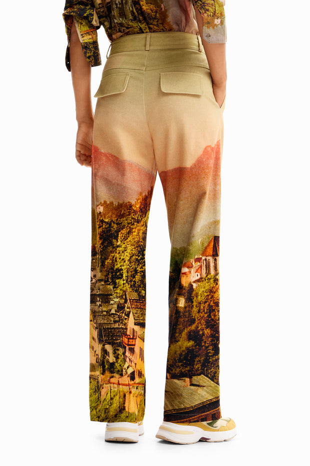 Desigual M. Christian Lacroix landscape print tailored style pants
