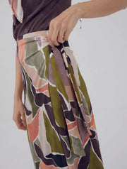 Mus & Bombon Ibias wrap skirt with abstract leaves pattern