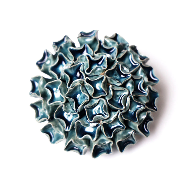 Ceramic Flower - teal 12 medium collection 12