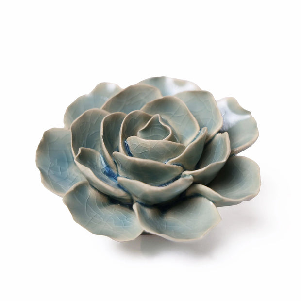 Ceramic Flower -teal Ranunculus