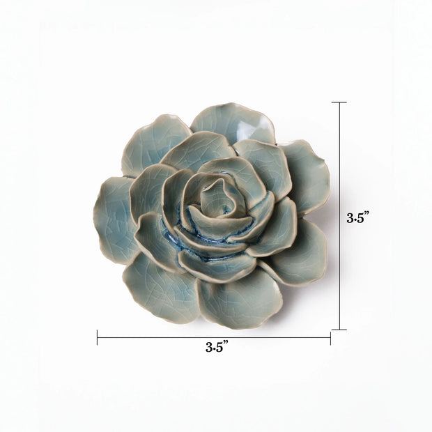 Ceramic Flower -teal Ranunculus