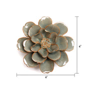 Ceramic Flower -green grey small boxed