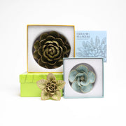 Ceramic Flower - teal ranunculus small