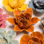 Chive Ceramic Flower Burnt Orange Stargazer Lily