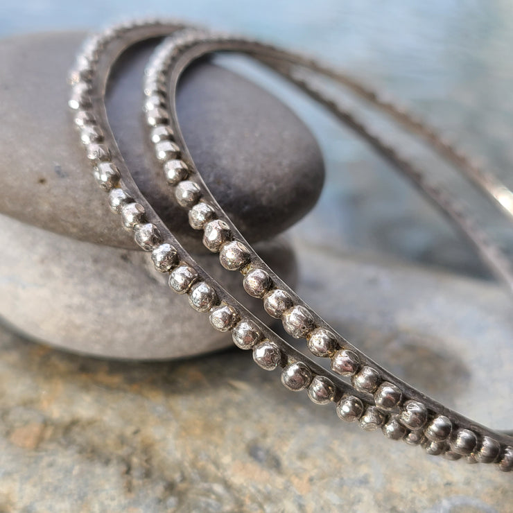 Moroccan vintage bangles with tiny balls, Pair #1