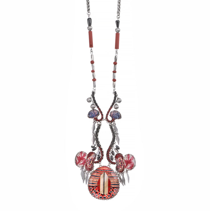 Ayala Bar Mocha Latte Dara necklace in red, blues, and white