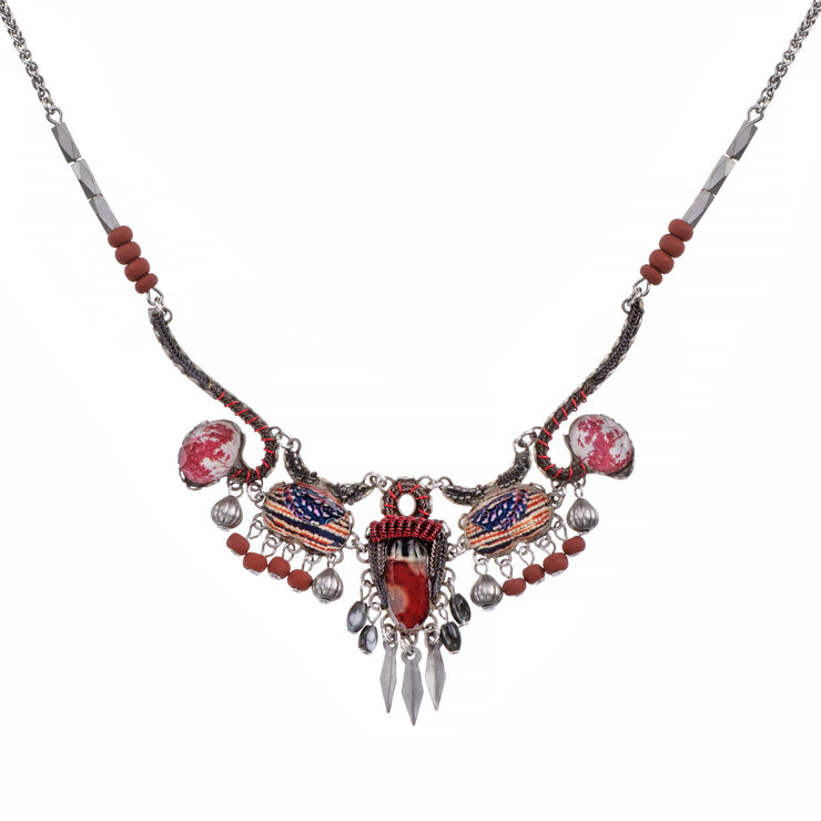 Ayala Bar Mocha Latte Isadora necklace in red, blues, and white