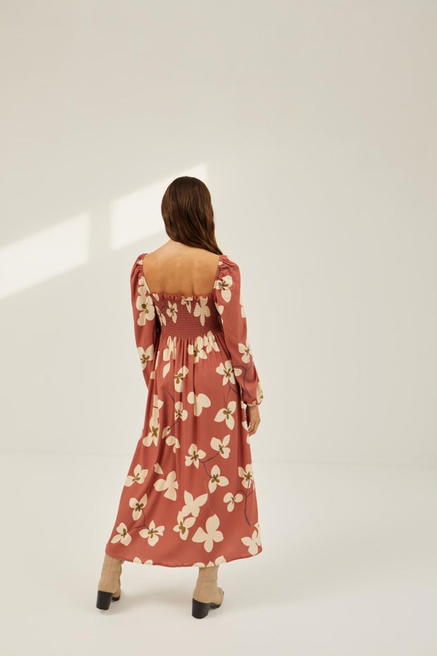 Mus & Bombon gathered bodice flower print dress