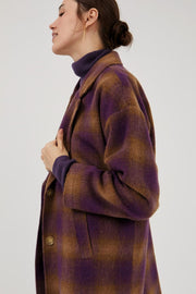 Mus & Bombon long checked 'Belena' coat with lapel collar