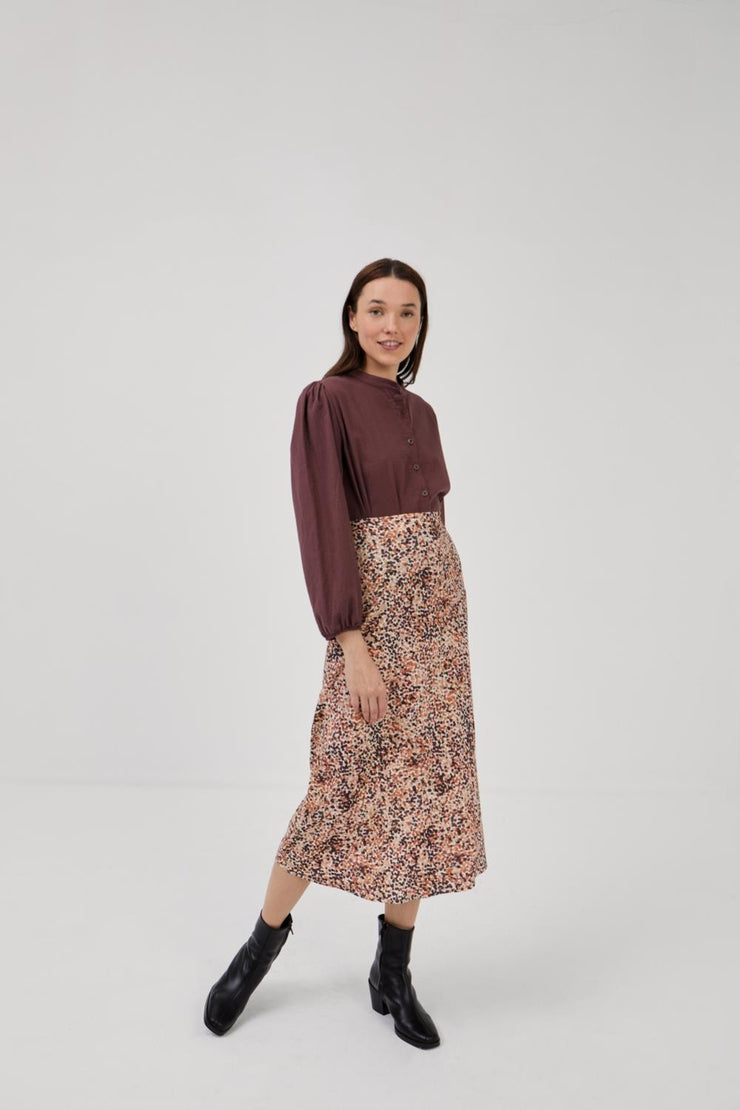 Mus & Bombon 'Brieva' midi length side zip patterned skirt