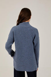 Mus & Bombon 'Canfranc' turtleneck long sweater in blue or beige