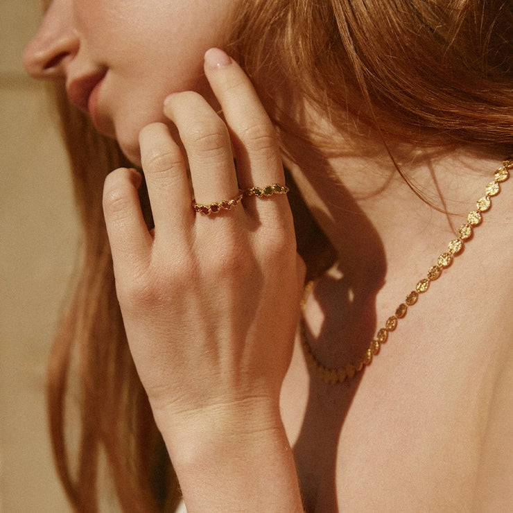 Kore Green Ring waterproof gold plate