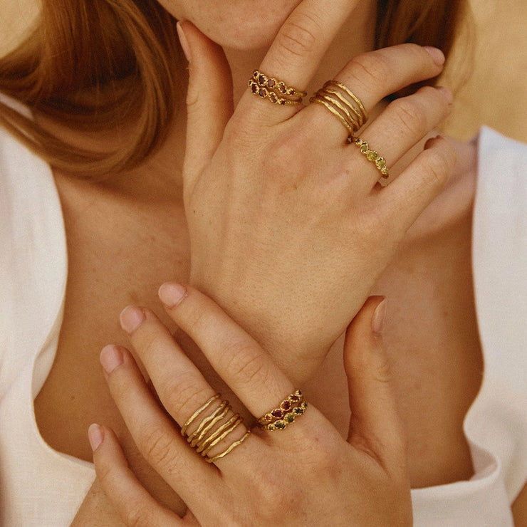 Kore Green Ring waterproof gold plate