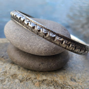 Moroccan vintage high grade silver bangle notched #3