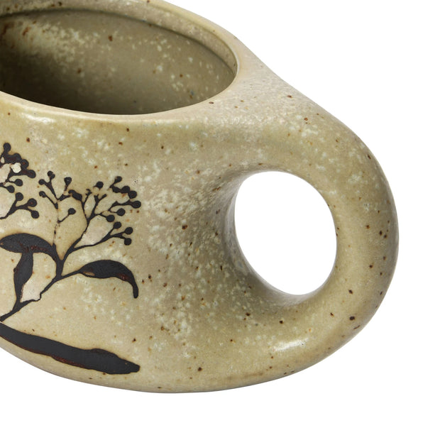 Stoneware Mug with wax relief floral