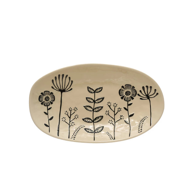 Hand painted stoneware platter