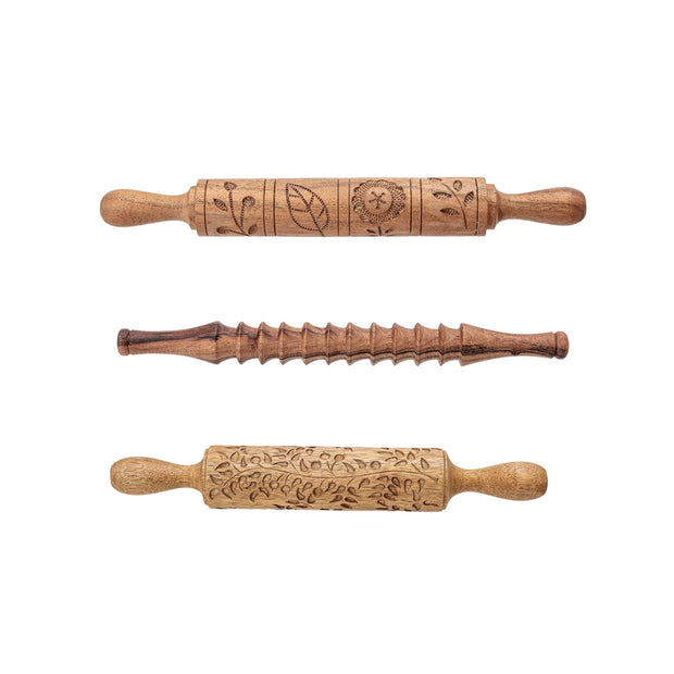Hand carved rolling pin in Acacia wood
