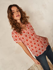 Blouse with poppies eco friendly viscose