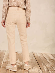 Cream cropped crinkle pant
