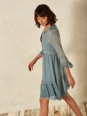 Light blue baby- doll dress in eco friendly viscose