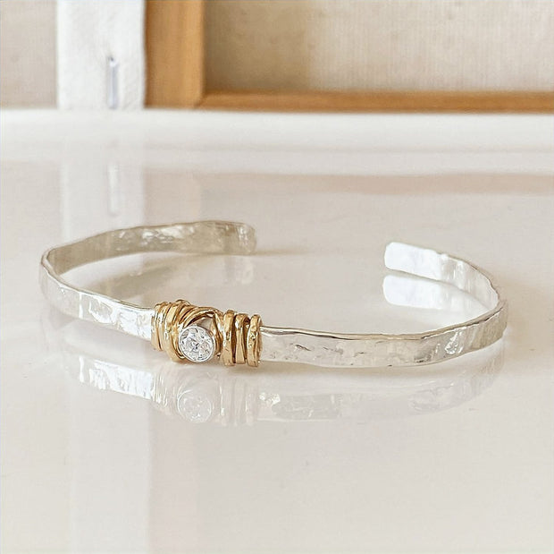 Sparkle cuff with gold coils