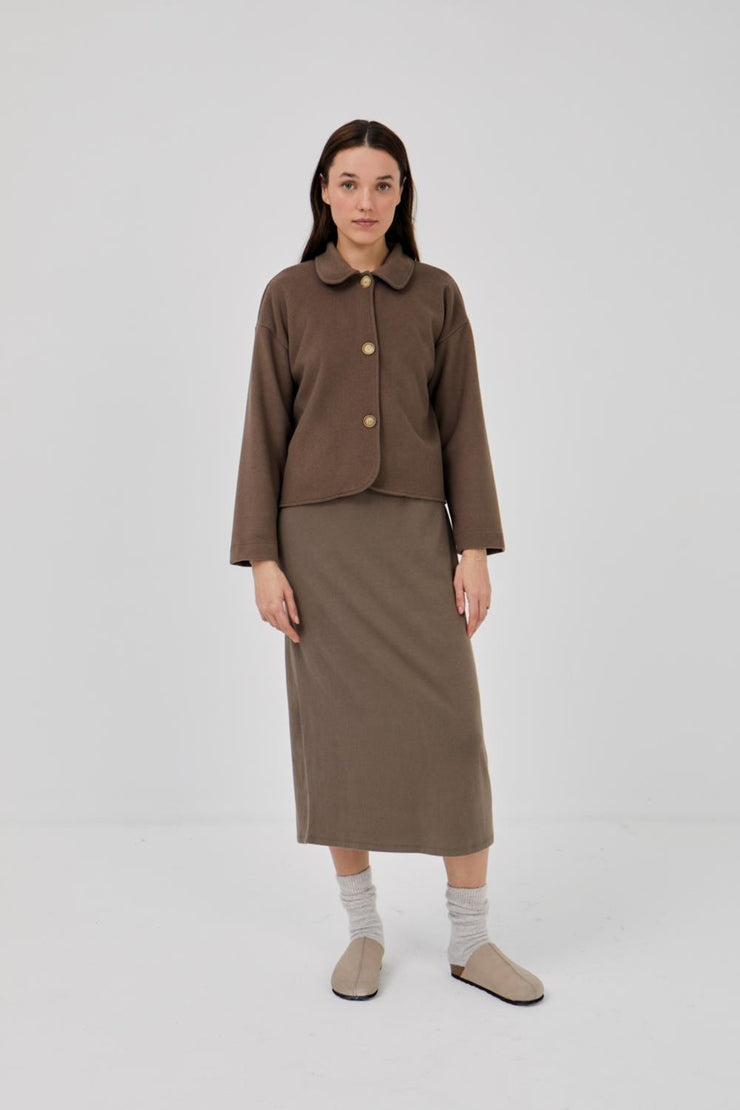 Mus & Bombon ' 'Villanua' waist length coat in soft brown
