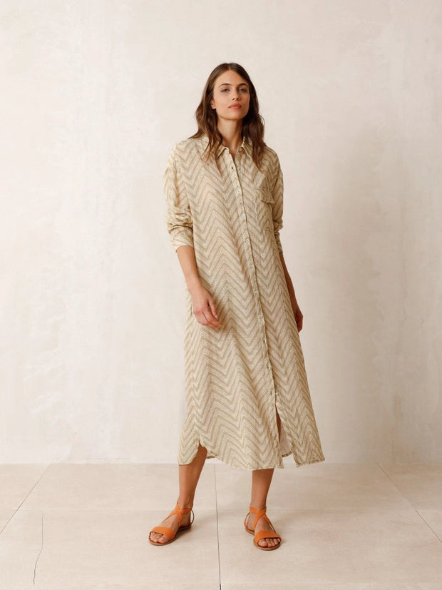 Textured organic cotton shirt dress