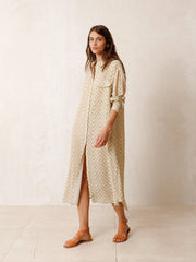 Textured organic cotton shirt dress