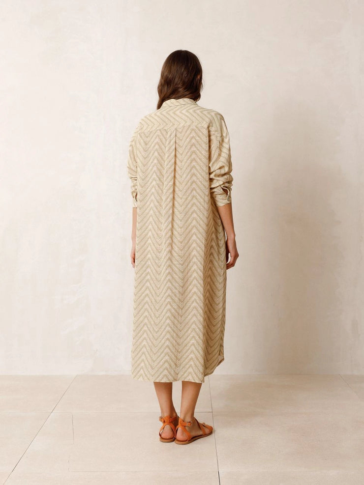 Textured organic cotton shirt dress