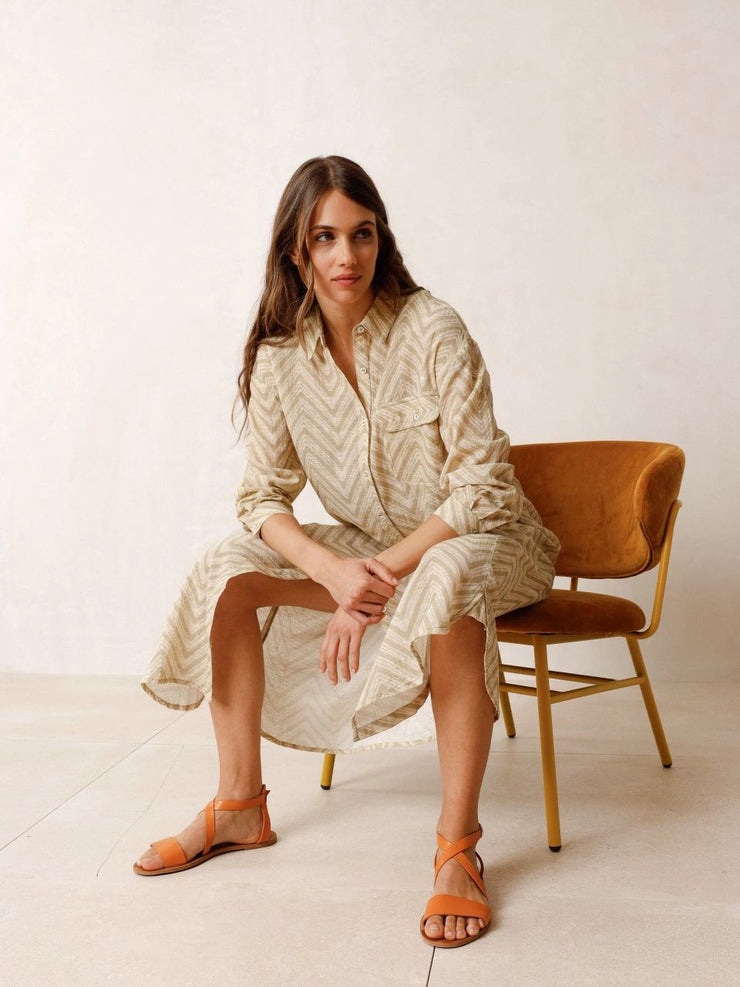 Textured organic cotton shirt dress