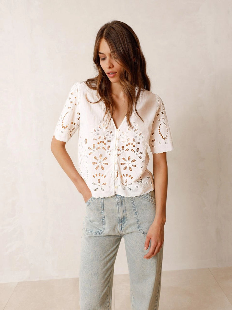 Organic cotton embroidered shirt