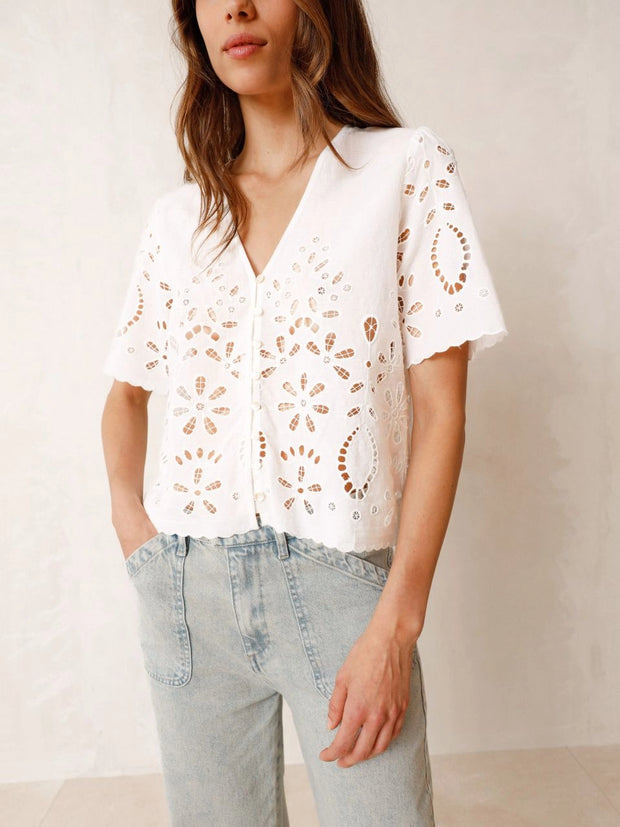 Organic cotton embroidered shirt