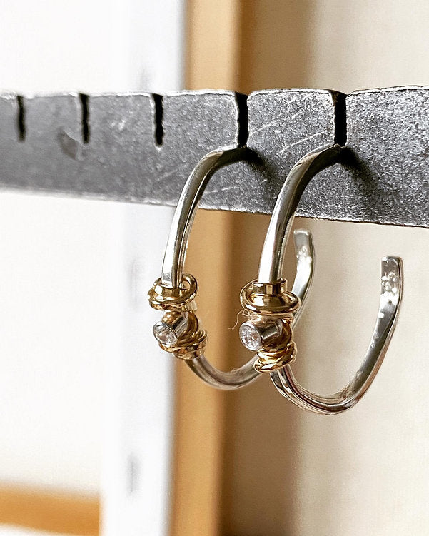 Wavy coiled earrings gold filled Medium