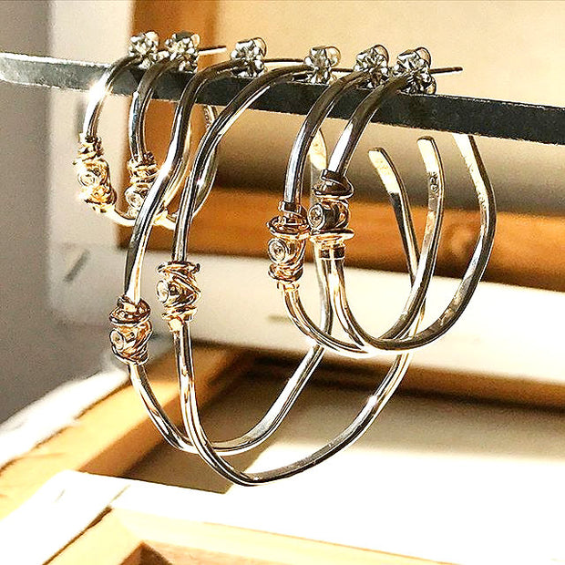 Wavy coiled earrings gold filled Medium