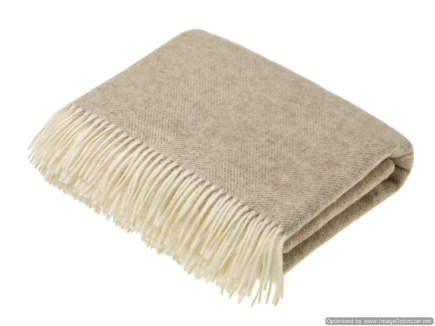 Herringbone Shetland Pure Wool Blanket, Sand
