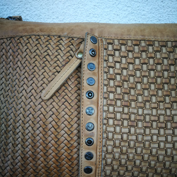 Leather Weave Shoulder Bag Sml
