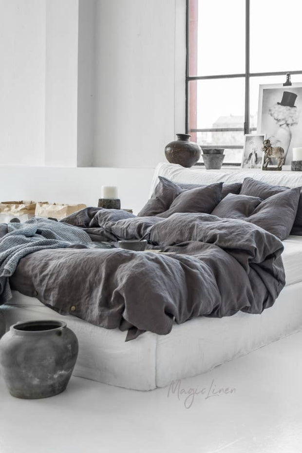 Linen Duvet Cover Set Charcoal